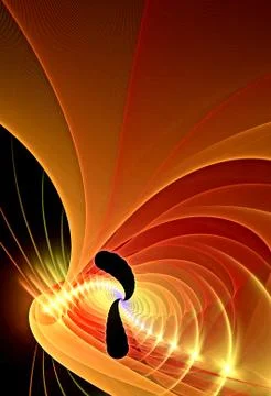 Abstract, fractal, computer-generated image of multicolored arches and curves Stock Illustration