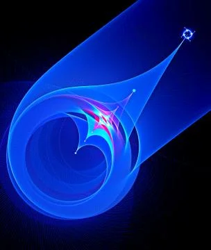 Abstract, fractal, computer-generated image of multicolored arches and curves Stock Illustration
