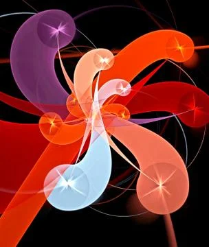 Abstract, fractal, computer-generated image of multicolored arches and curves Stock Illustration