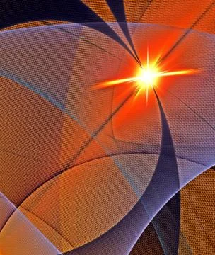 Abstract, fractal, computer-generated image of multicolored arches and curves Stock Illustration