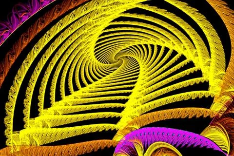 Abstract fractal computer image of a background of multicolored curves spiral Stock Illustration