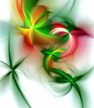 Abstract, fractal, computer image of a bright rainbow on a lightbackground for Stock Illustration