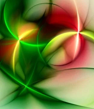 Abstract, fractal, computer image of a bright rainbow on a lightbackground fo Stock Illustration