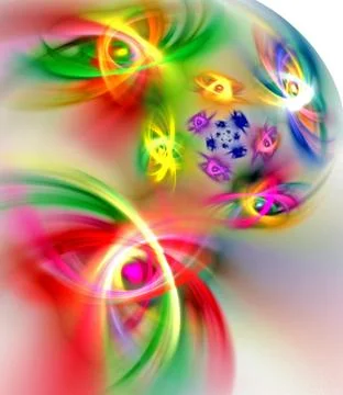 Abstract, fractal, computer image of a bright rainbow on a light background Stock Illustration