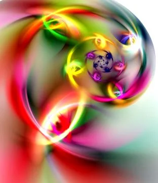 Abstract, fractal, computer image of a bright rainbow on a light background Stock Illustration