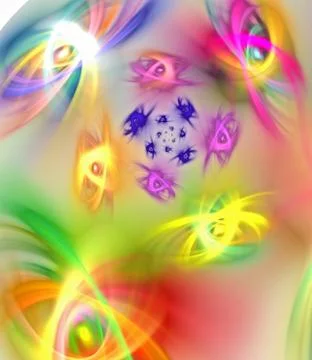 Abstract, fractal, computer image of a bright rainbow on a light background Stock Illustration
