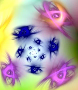 Abstract, fractal, computer image of a bright rainbow on a light background Stock Illustration