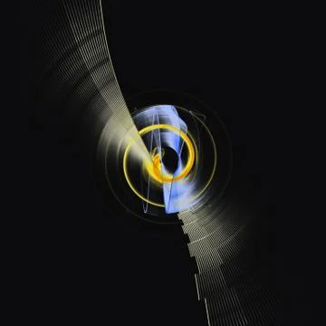 Abstract fractal design. Spiral rotation on black Stock Illustration