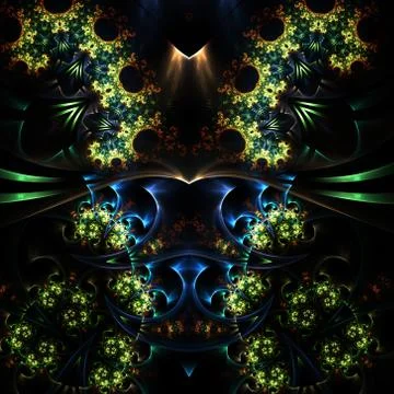 Abstract Fractal Floral Pattern Background - Fractal Art Stock Illustration