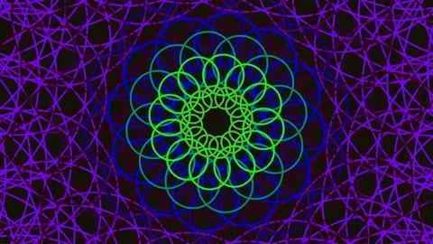 Abstract Fractal Geometric Pattern Background Loop with Neon Purple and Blu.. 動画素材 341059517