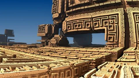 Abstract fractal object like a stone city or labyrinth Ilustración de archivo