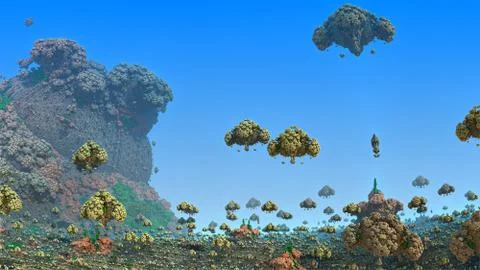 Abstract fractal objects against the blue sky Illustrazione stock