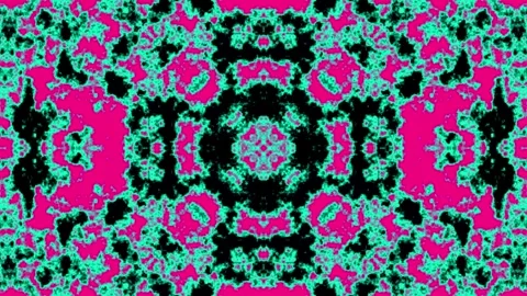 Abstract Fractal Pattern Animation with Teal and Magenta Geometric Shapes o.. Stock Footage 340943675