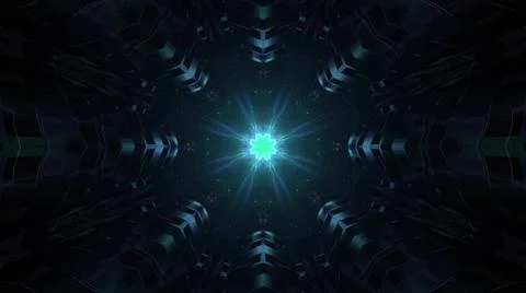 Abstract fractal pattern with blue lights on a dark futuristic background Illustrazione stock