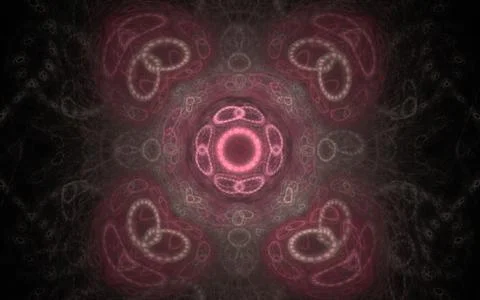 Abstract fractal pattern in the form of a lilac ornament consisting of rings Stock Illustration