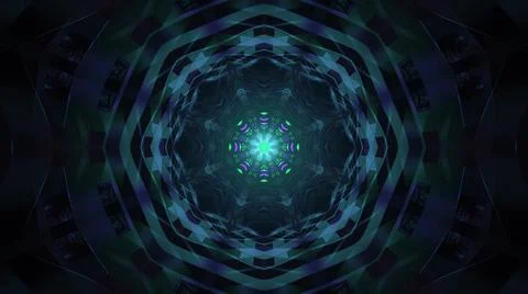 Abstract fractal pattern with neon lights on a dark futuristic background Stock Illustration