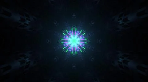 Abstract fractal pattern with neon lights on a dark futuristic background Stock Illustration