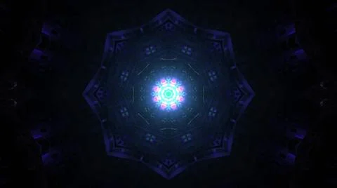 Abstract fractal pattern with neon lights on a dark futuristic background Illustrazione stock