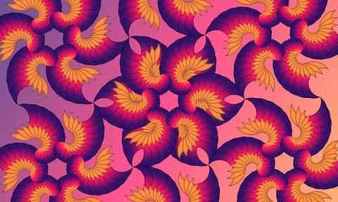 Abstract Fractal Pattern in Purples, Pinks and Yellows Stock Illustration