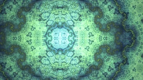 Abstract Fractal Patterns Evolving in Vibrant Green and Blue Hues. Stock Footage 334455180