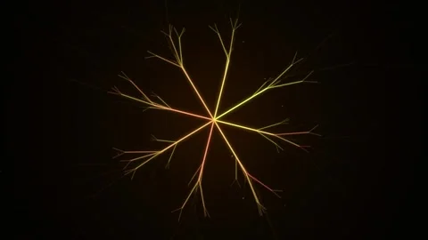Abstract Fractal Snowflake Branching Pattern Glowing Animation Stock Footage 346660274