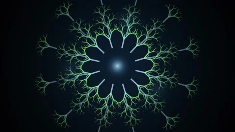 Abstract fractal snowflake mandala pattern with glowing center on dark back.. Stock Footage 346661450
