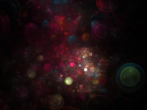 Abstract fractal structure consisting of luminous spheres or bubbles. Eleganc Stock-Illustration