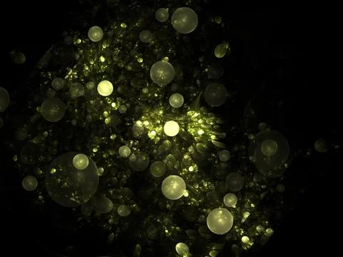 Abstract fractal structure consisting of luminous spheres or bubbles. Eleganc Ilustración de archivo