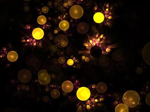 Abstract fractal structure consisting of luminous spheres or bubbles. Eleganc Stock Illustration