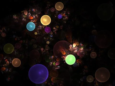 Abstract fractal structure consisting of luminous spheres or bubbles. Eleganc 스톡 일러스트
