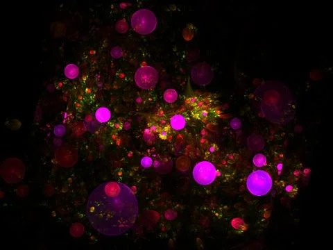 Abstract fractal structure consisting of luminous spheres or bubbles. Eleganc Ilustración de archivo