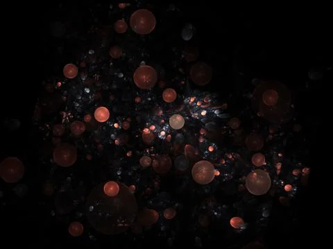 Abstract fractal structure consisting of luminous spheres or bubbles. Eleganc Stock Illustration