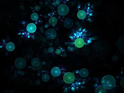 Abstract fractal structure consisting of luminous spheres or bubbles. Eleganc Stock Illustration