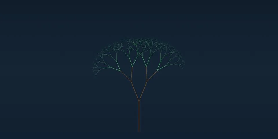 Abstract fractal tree branching pattern on dark background Stockillustratie