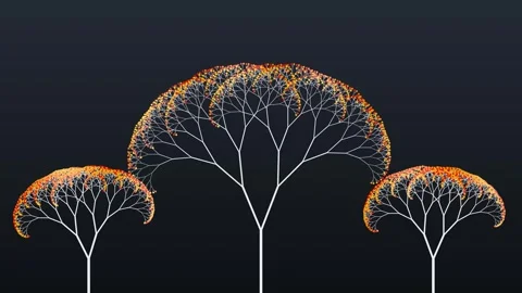 Abstract fractal tree structures displaying intricate branch patterns with .. Vídeo Stock 346981219