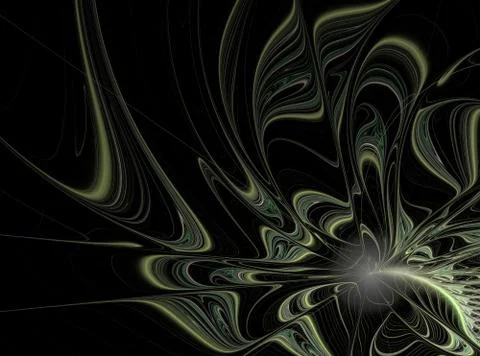Abstract fractal wave pattern on black background Illustrazione stock
