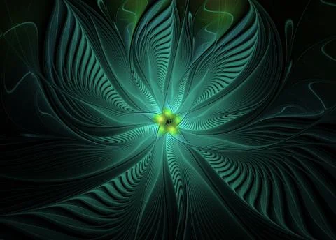 Abstract fractal wave pattern on black background Illustrazione stock