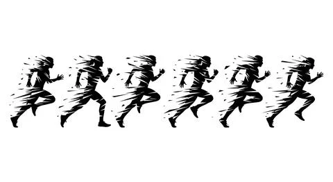 Abstract Fragmented Runner Silhouette Collection Stock Illustration