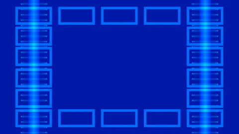Abstract frame and flashing light on blue background, loop Stock Footage 136395956
