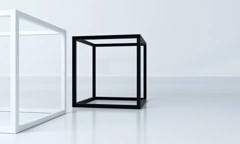 Abstract frame shapes white black cubes Stock Illustration