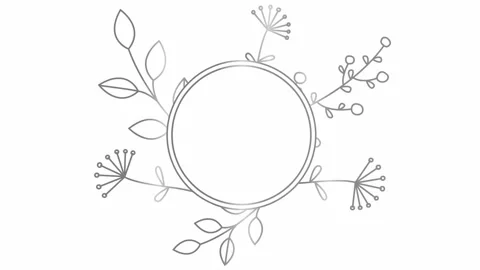 Abstract frame silver with plant white Stock Footage 153034325