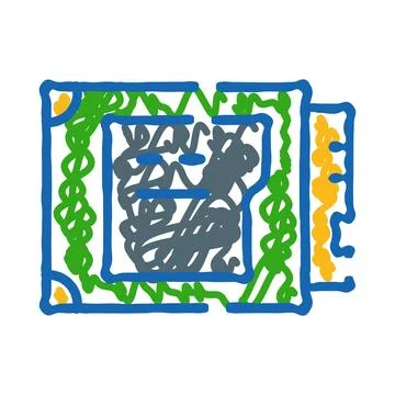 Abstract frame sketch with colorful scribble lines Illustrazione stock