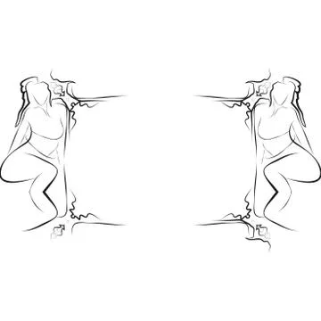 Abstract frame for text decoration made in the form of a sketch Stock Illustration