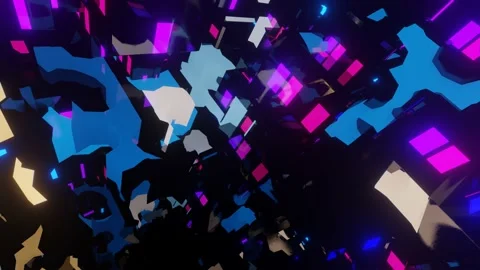 Abstract frames and boxes. Fly through technology cyberspace with neon glow. Sci 動画素材 205573660