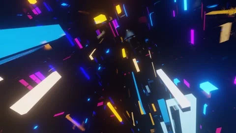 Abstract frames and boxes. Fly through technology cyberspace with neon glow. Sci Stock Footage 280461526
