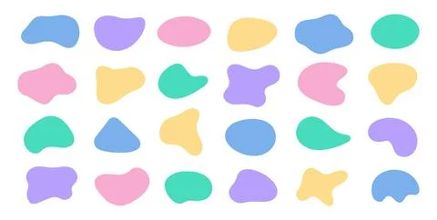 Abstract freeform collection. Simple liquid amorphous shapes. Colourful blo.. 스톡 일러스트