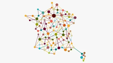 Abstract french network with map and link Stock Footage 141429617