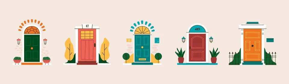 Abstract front door set Stock Illustration