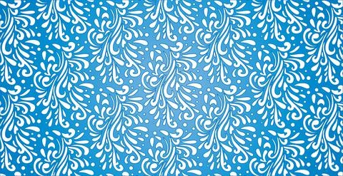 Abstract frosty patterns, panoramic blue and white web pattern background - V Stock Illustration