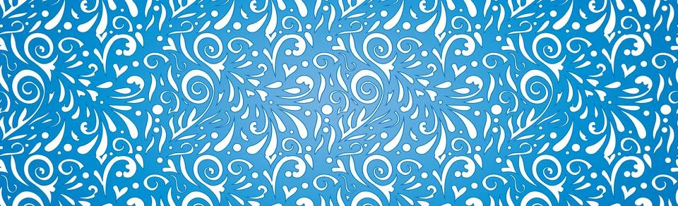 Abstract frosty patterns, panoramic blue and white web pattern background - V Stock Illustration